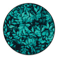 Turquoise Leaf Print Round Floor Mat