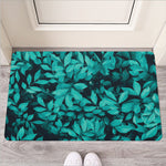 Turquoise Leaf Print Rubber Doormat