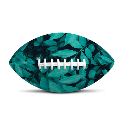 Turquoise Leaf Print Rugby Ball
