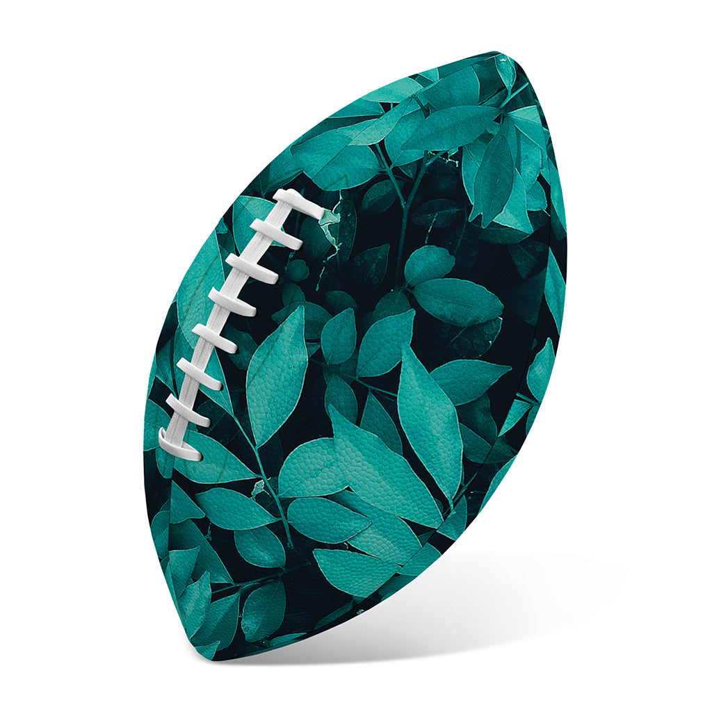 Turquoise Leaf Print Rugby Ball