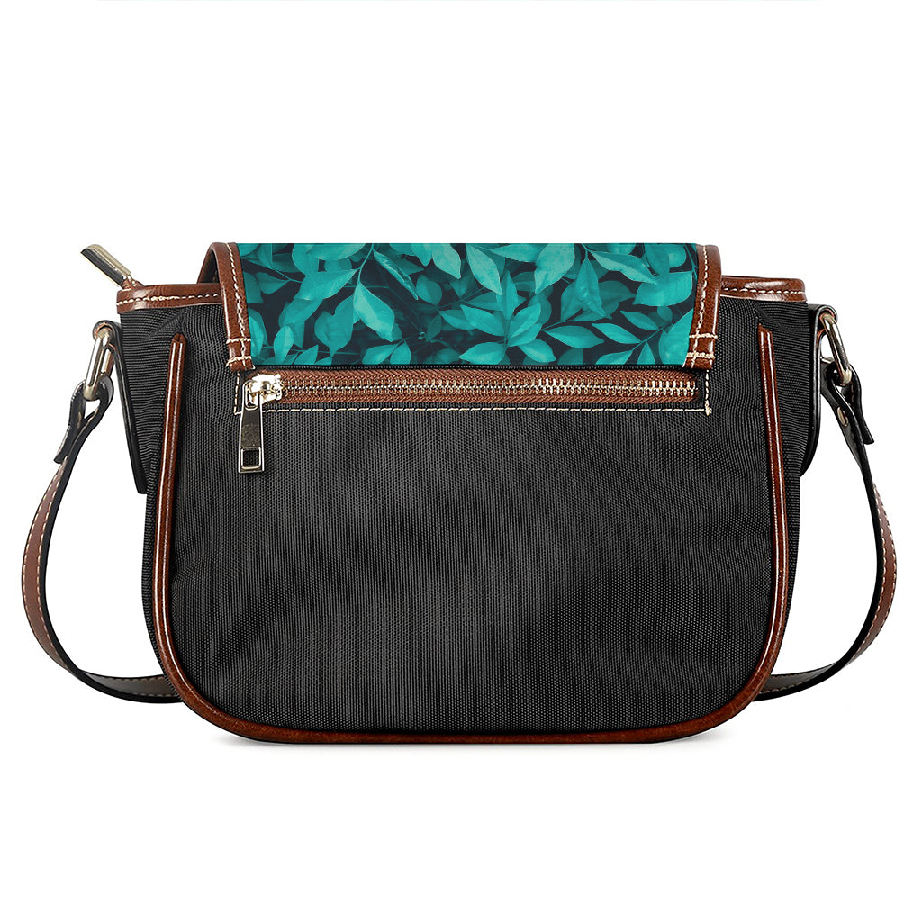 Turquoise Leaf Print Saddle Bag