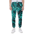 Turquoise Leaf Print Joggers