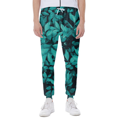 Turquoise Leaf Print Scuba Joggers
