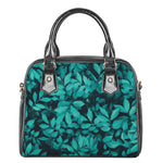 Turquoise Leaf Print Shoulder Handbag