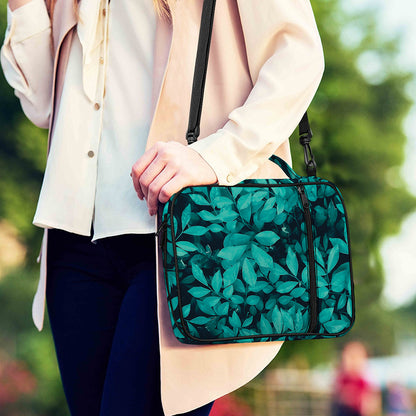 Turquoise Leaf Print Shoulder Strap Bible Bag