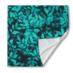 Turquoise Leaf Print Silk Bandana