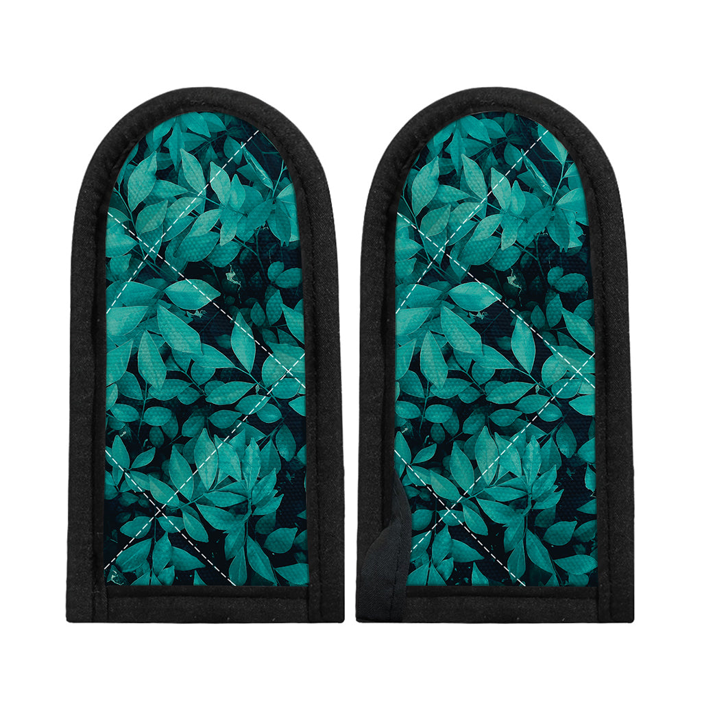 Turquoise Leaf Print Skillet Handle Cover