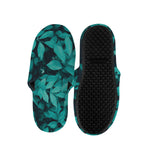 Turquoise Leaf Print Slippers
