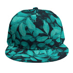 Turquoise Leaf Print Snapback Cap