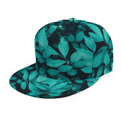 Turquoise Leaf Print Snapback Cap