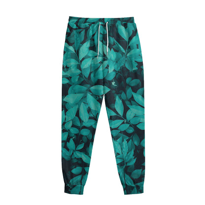 Turquoise Leaf Print Sweatpants