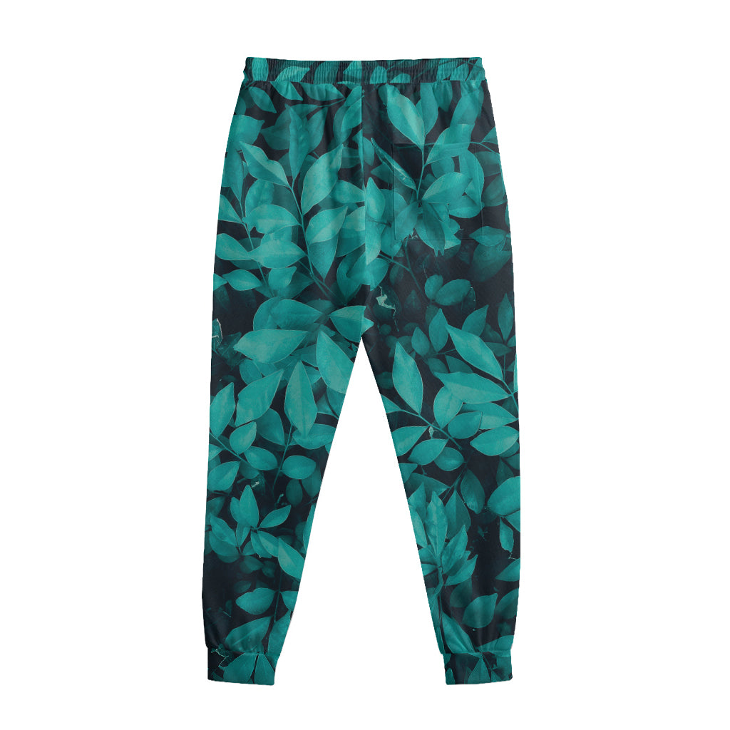 Turquoise Leaf Print Sweatpants