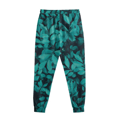 Turquoise Leaf Print Sweatpants