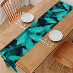 Turquoise Leaf Print Table Runner