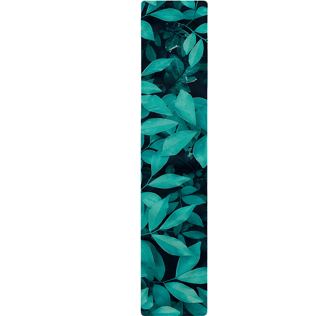 Turquoise Leaf Print Table Runner
