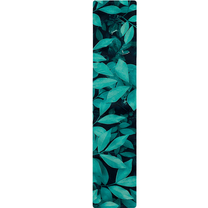 Turquoise Leaf Print Table Runner