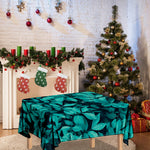 Turquoise Leaf Print Tablecloth