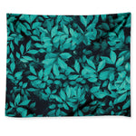Turquoise Leaf Print Tapestry