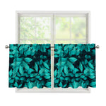 Turquoise Leaf Print Tier Curtains