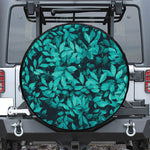 Turquoise Leaf Print Tire Cover