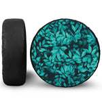 Turquoise Leaf Print Tire Cover