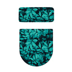 Turquoise Leaf Print Toilet Lid And Tank Cover Set
