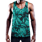 Turquoise Leaf Print Training Tank Top