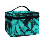 Turquoise Leaf Print Travel Makeup Bag