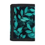 Turquoise Leaf Print Trifold Wallet