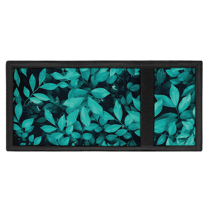 Turquoise Leaf Print Trifold Wallet