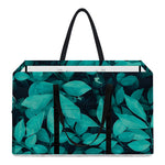 Turquoise Leaf Print Utility Tote Bag