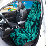 Turquoise Leaf Print Waterproof Car Seat Cover