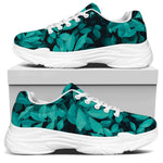 Turquoise Leaf Print White Chunky Shoes