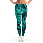 Turquoise Leaf Print Women's Leggings