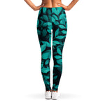 Turquoise Leaf Print Women's Leggings
