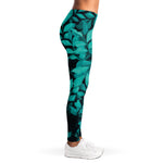 Turquoise Leaf Print Women's Leggings