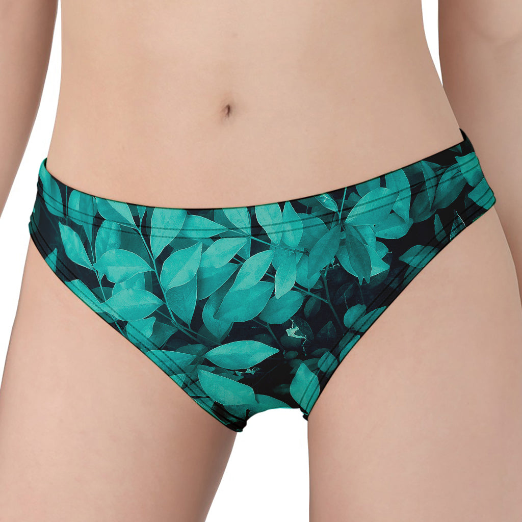 Turquoise Leaf Print Women's Panties