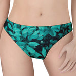 Turquoise Leaf Print Women's Thong