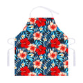 Turquoise Leaves Hibiscus Pattern Print Adjustable Apron