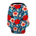 Turquoise Leaves Hibiscus Pattern Print Baby Seat Cover