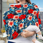 Turquoise Leaves Hibiscus Pattern Print Baby Seat Cover