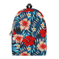 Turquoise Leaves Hibiscus Pattern Print School Backpack