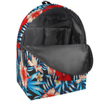 Turquoise Leaves Hibiscus Pattern Print Backpack
