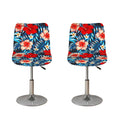 Turquoise Leaves Hibiscus Pattern Print Bar Stool Covers