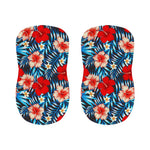 Turquoise Leaves Hibiscus Pattern Print Bar Stool Covers