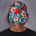 Turquoise Leaves Hibiscus Pattern Print Baseball Cap