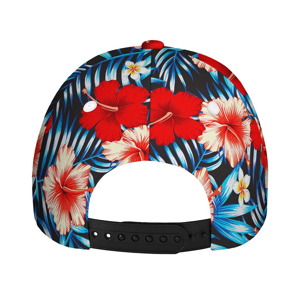 Turquoise Leaves Hibiscus Pattern Print Baseball Cap