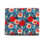 Turquoise Leaves Hibiscus Pattern Print Bifold Wallet