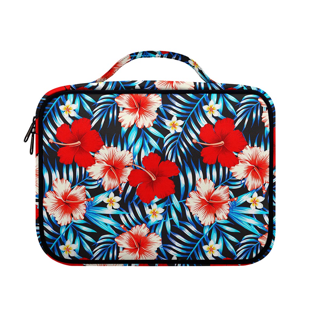 Turquoise Leaves Hibiscus Pattern Print Briefcase Bible Bag