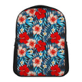 Turquoise Leaves Hibiscus Pattern Print Casual Backpack
